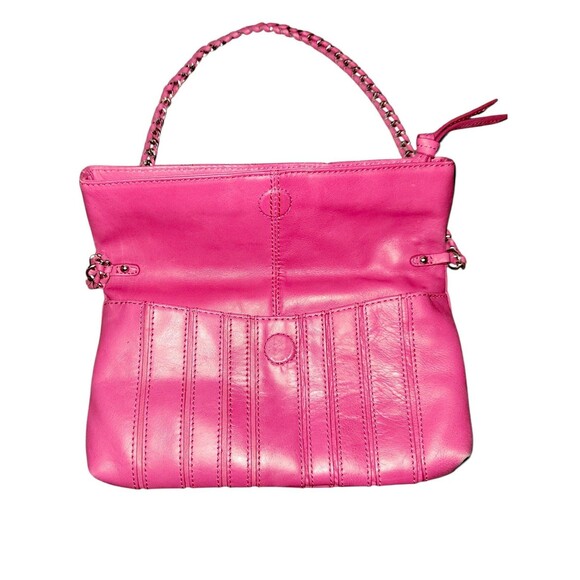 Banana Republic Hot Pink Pieced Leather Clutch Fold over Shoulder Bag A++ - Picture 2 of 8